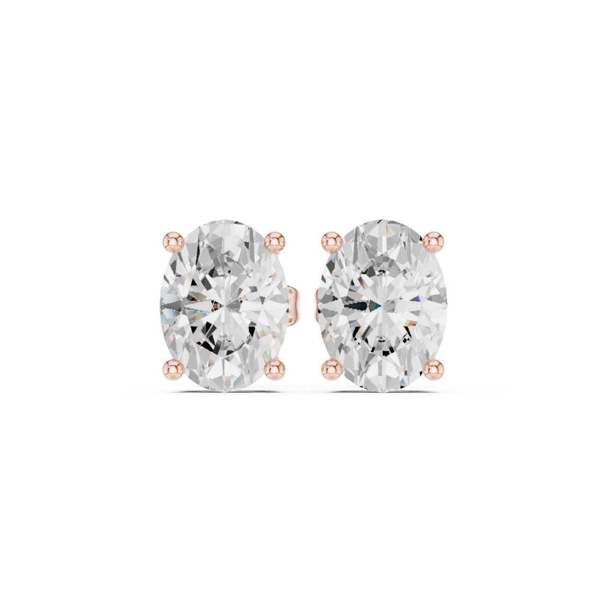 Luxury IGI Certified Oval Lab Grown Diamond Earstuds, Rose Gold