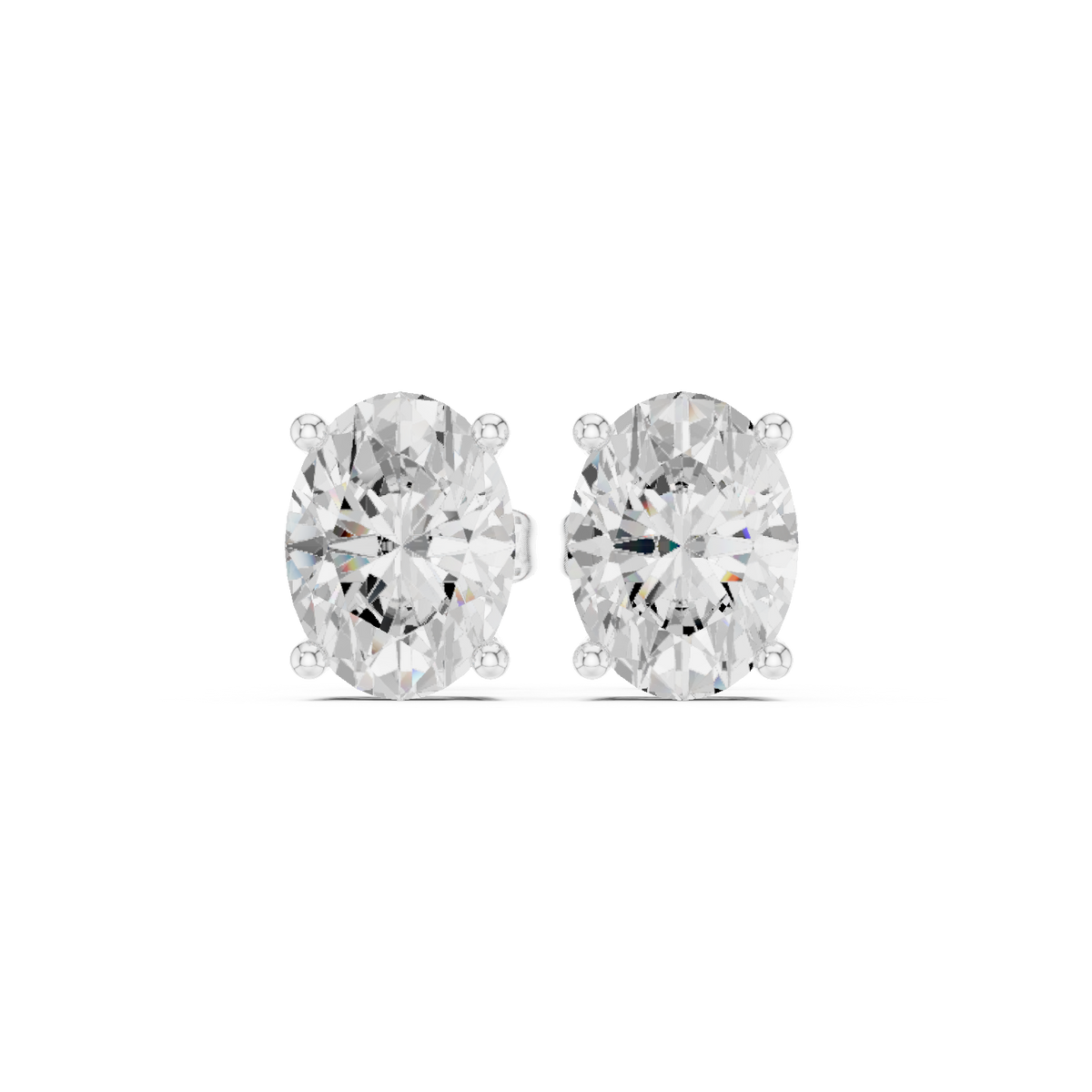 Luxury IGI Certified Oval Lab Grown Diamond Earstuds, White Gold