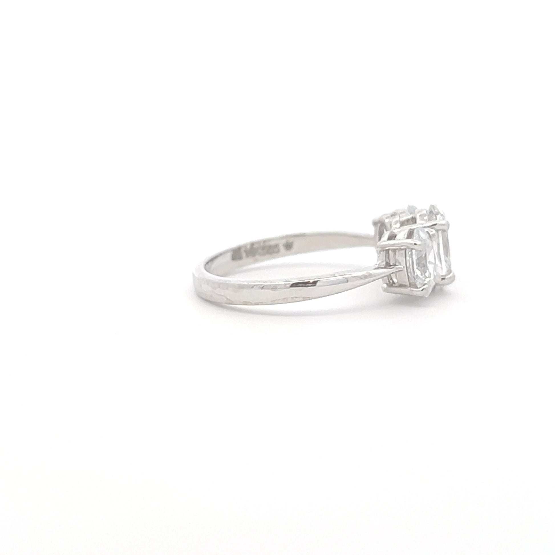 Solitaire 3 Stone Oval Lab Grown Diamond Ring side a