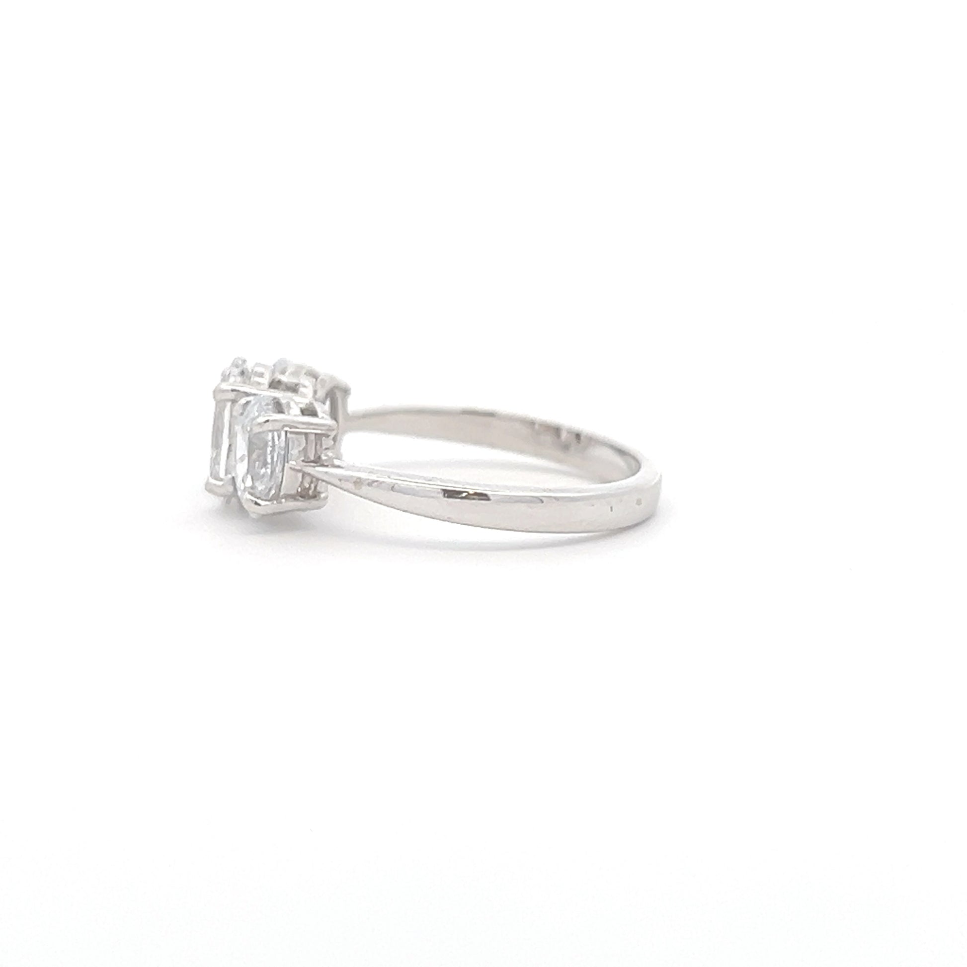 Solitaire 3 Stone Oval Lab Grown Diamond Ring side b