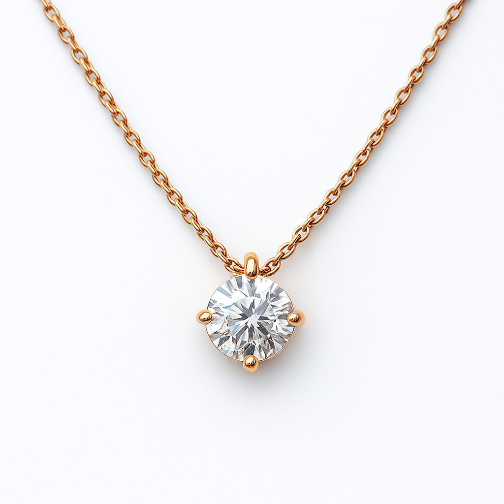 Solitaire Round Brilliant Lab Grown Diamond Pendant In 14k Gold