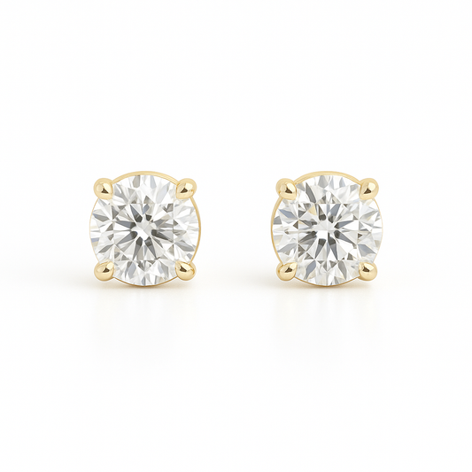 Solitaire Round Lab-Grown Diamond Stud Earrings