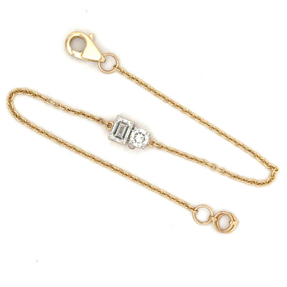 Emerald and Round Cut Lab Grown Diamond Bracelet in 14k Yellow Gold