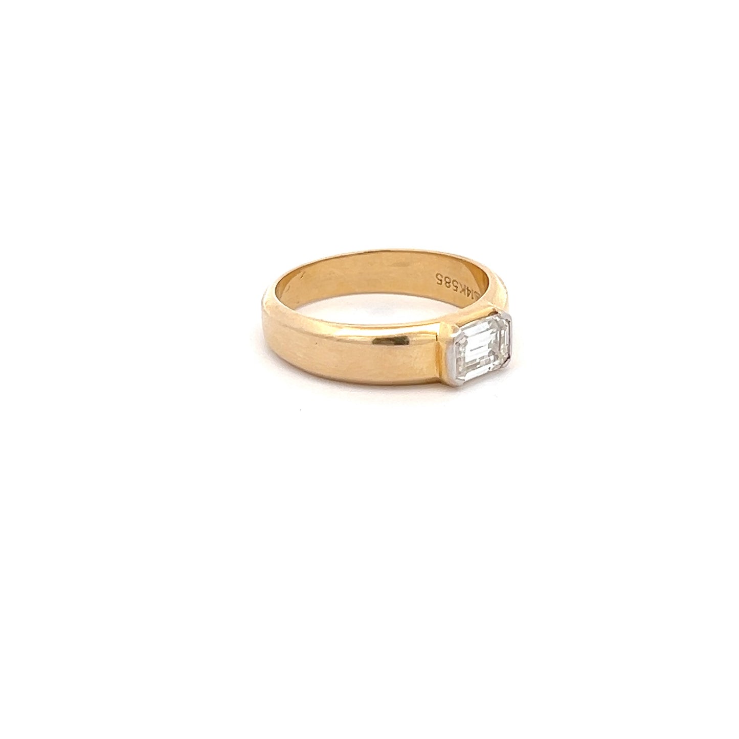 Anillo de talla esmeralda de 1 ct de King's Pride en oro de 14 k con moissanita cultivada en laboratorio Diamos 