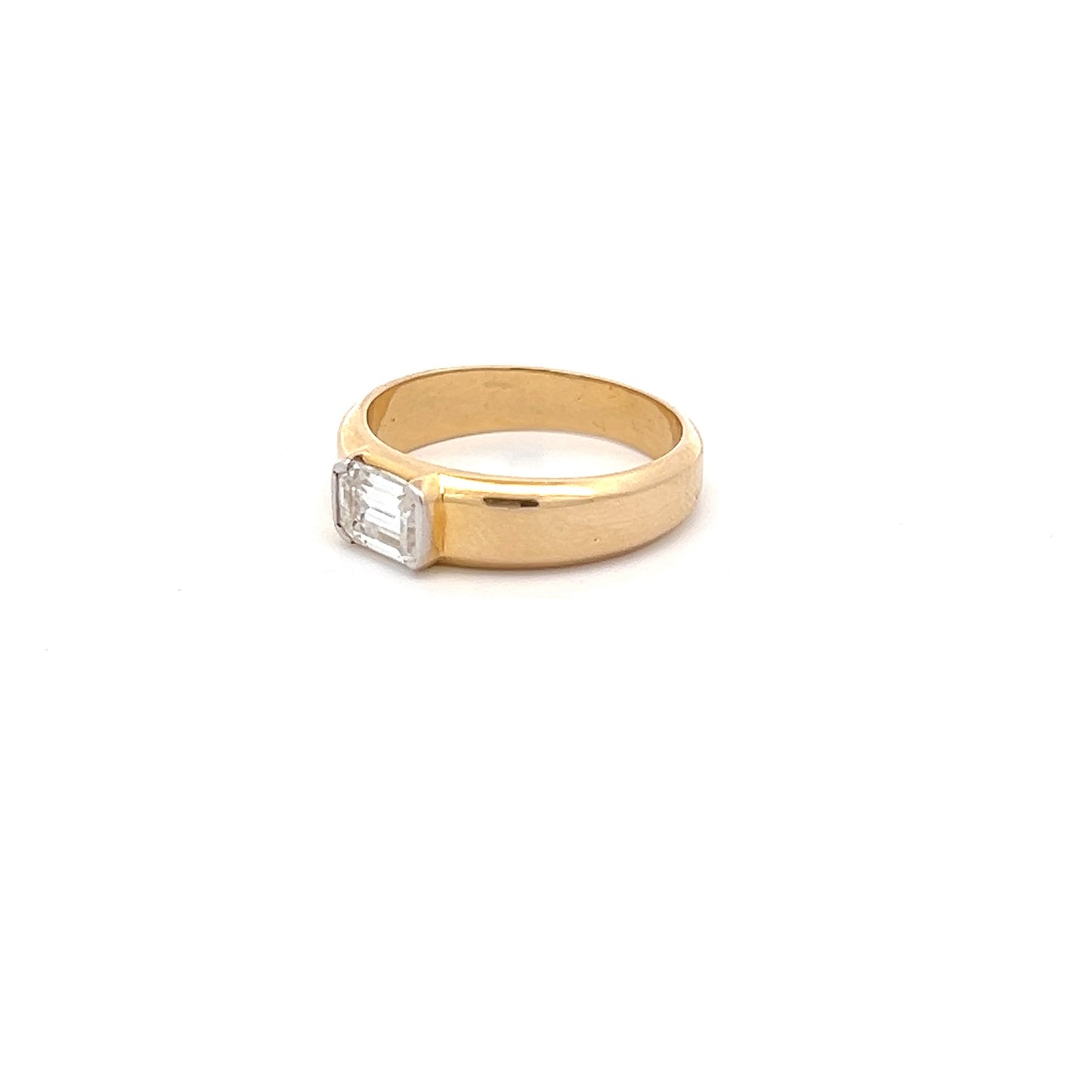 King's Pride 1ct Emerald Cut Ring in 14k Gold with Diamos Lab Grown Moissanite