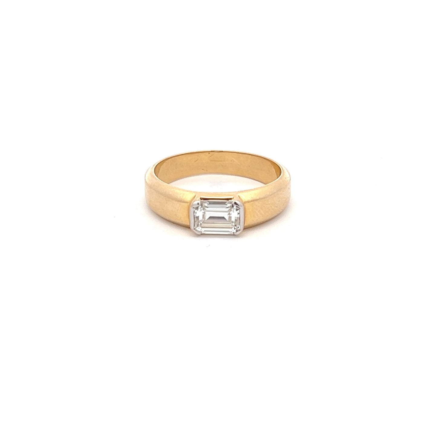 King's Pride 1ct Emerald Cut Ring in 14k Gold with Diamos Lab Grown Moissanite