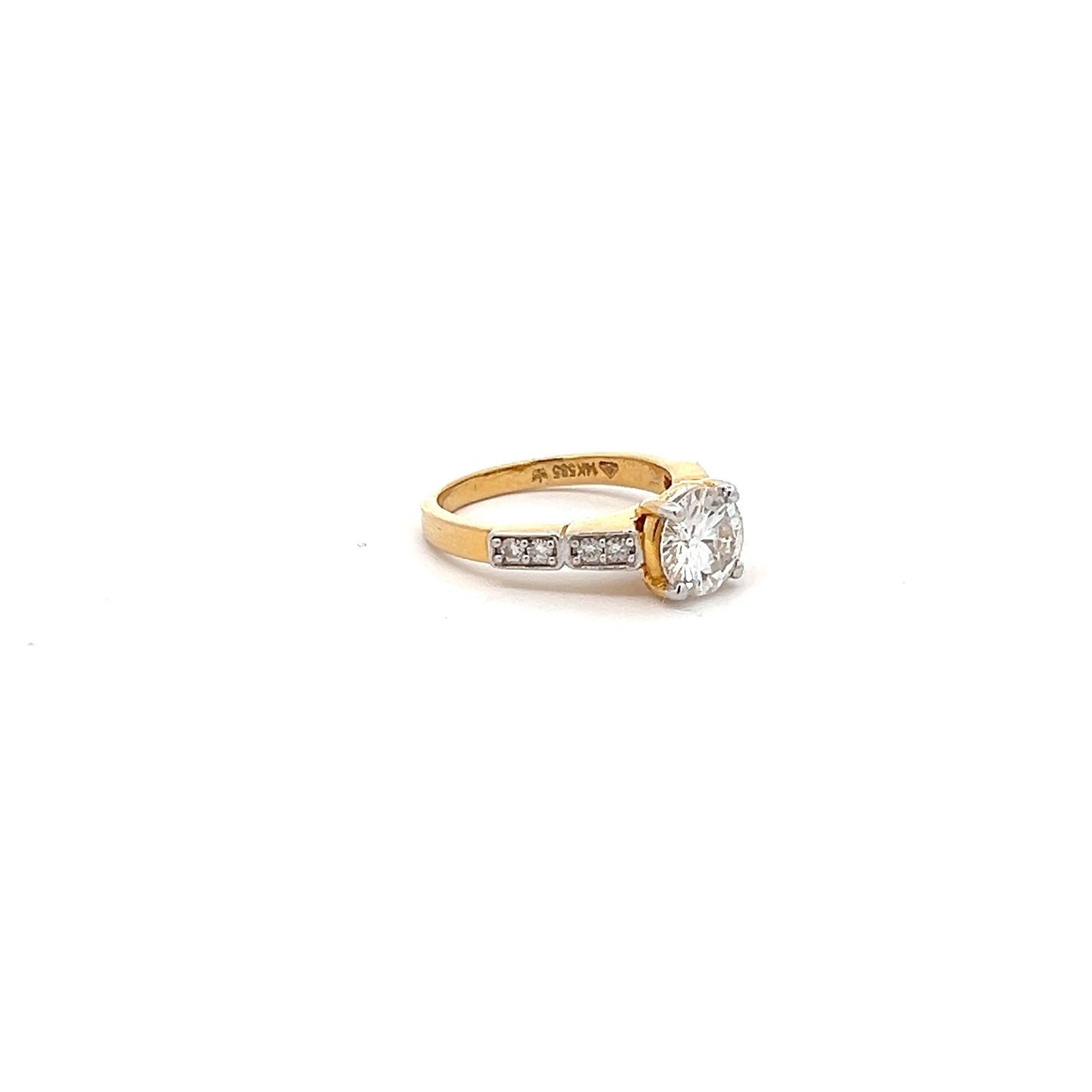 Grand Heirlooms 1.63ct Round Shape Ring In 14k Gold With Diamos Lab Grown Moissanite