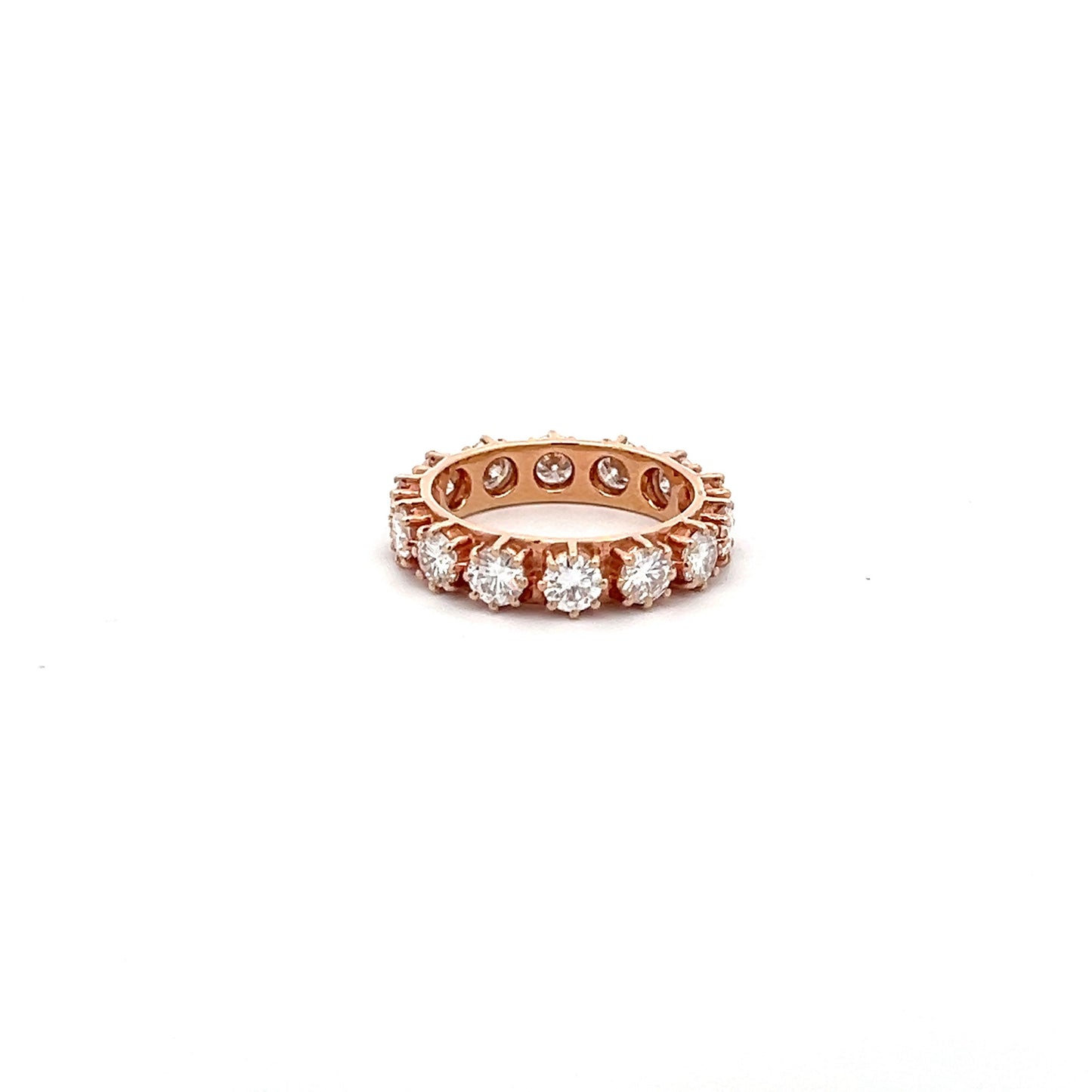 Queen's 3.5ct Round Shape Eternity Ring In 14k Rose Gold With Diamos Lab Grown Moissanite