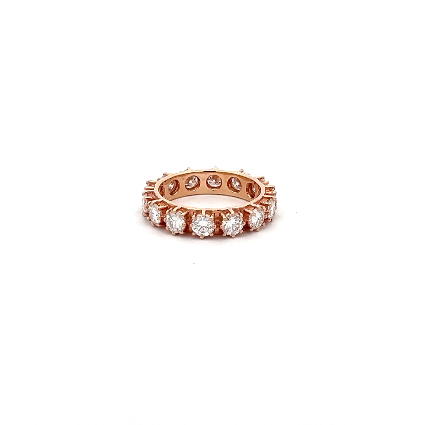 Queen's 3.5ct Round Shape Eternity Ring In 14k Rose Gold With Diamos Lab Grown Moissanite