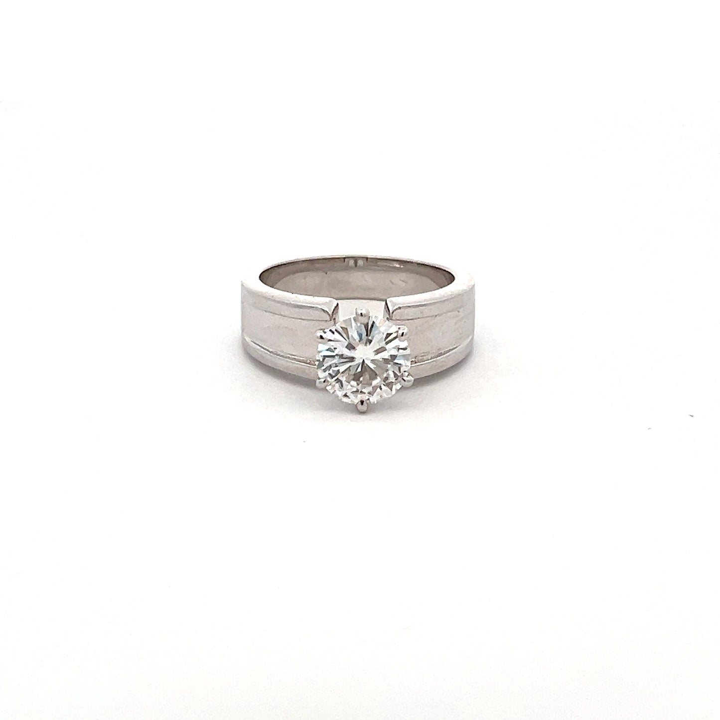 Facet Flair 2.5ct Round Shape Ring In 14k White Gold With Diamos Lab Grown Moissanite