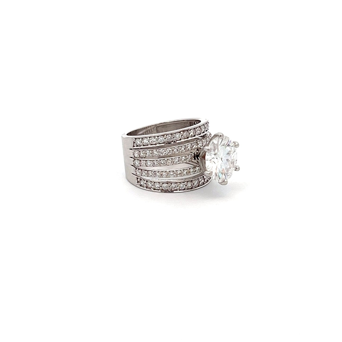 Opulent Orbit 5.6ct Round Shape Ring In 14k White Gold With Diamos Lab Grown Moissanite