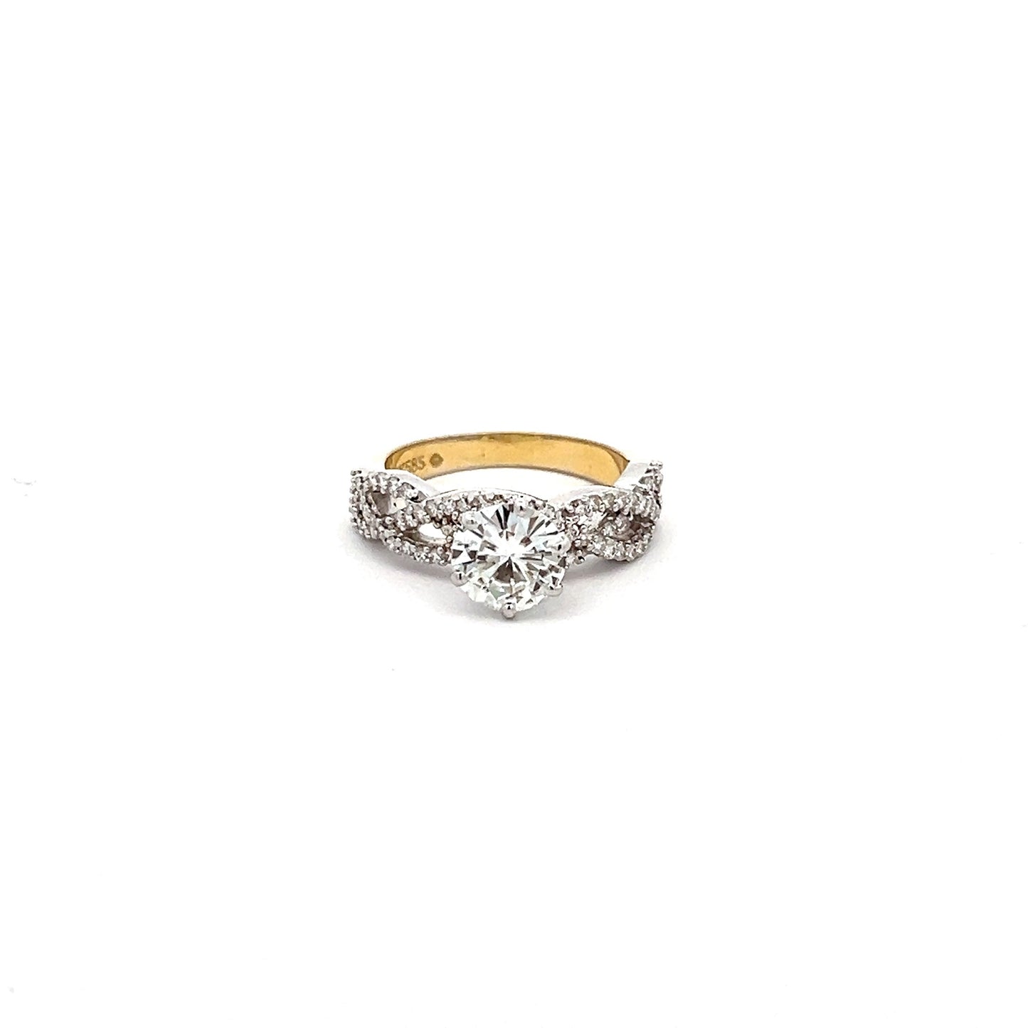 Prestige Perfection 2ct Round Shape Ring In 14k Gold With Diamos Lab Grown Moissanite