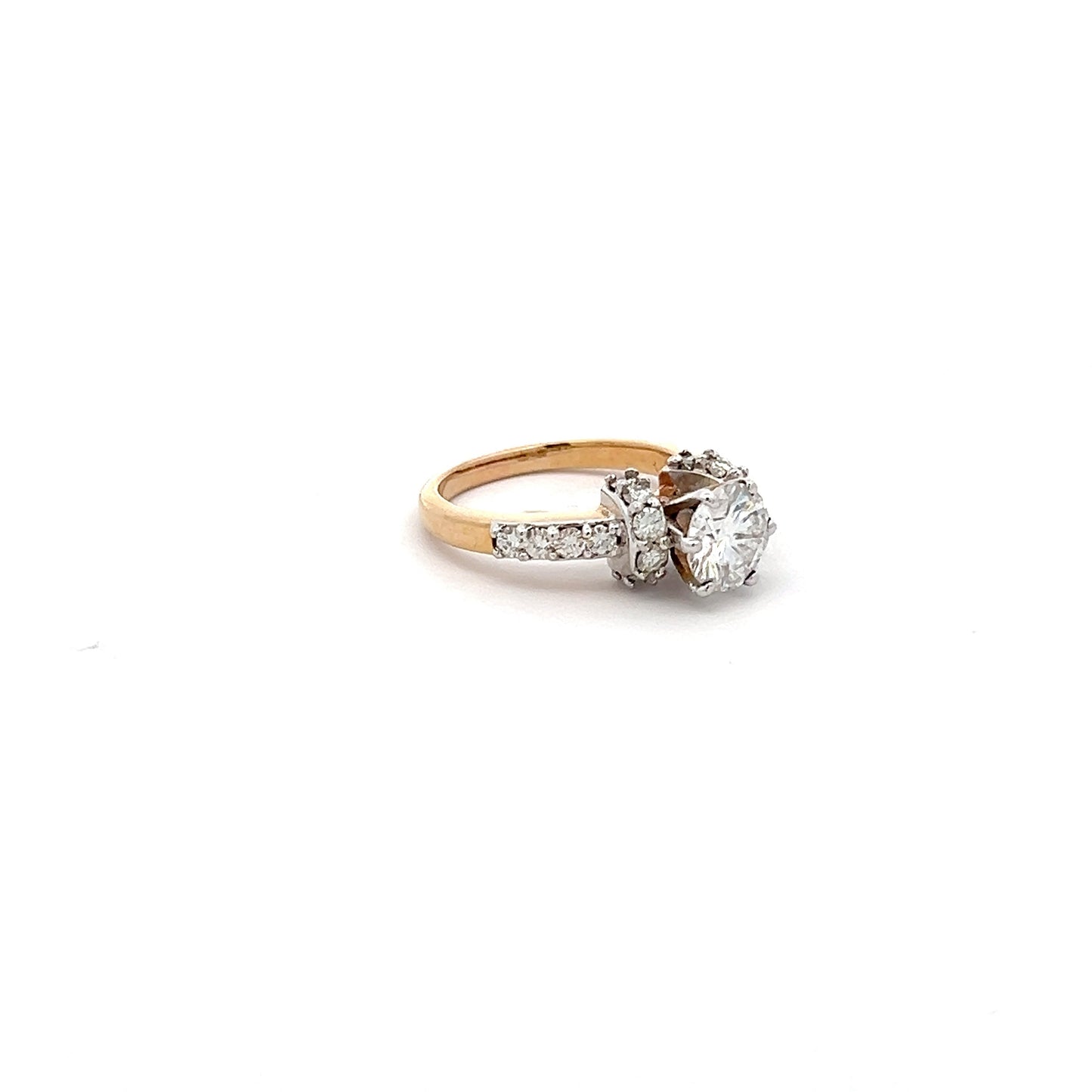 Dynasty 1.83ct Round Shape Ring In 14k Gold With Diamos Lab Grown Moissanite