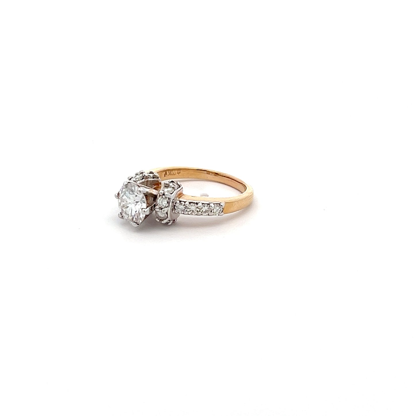 Dynasty 1.83ct Round Shape Ring In 14k Gold With Diamos Lab Grown Moissanite