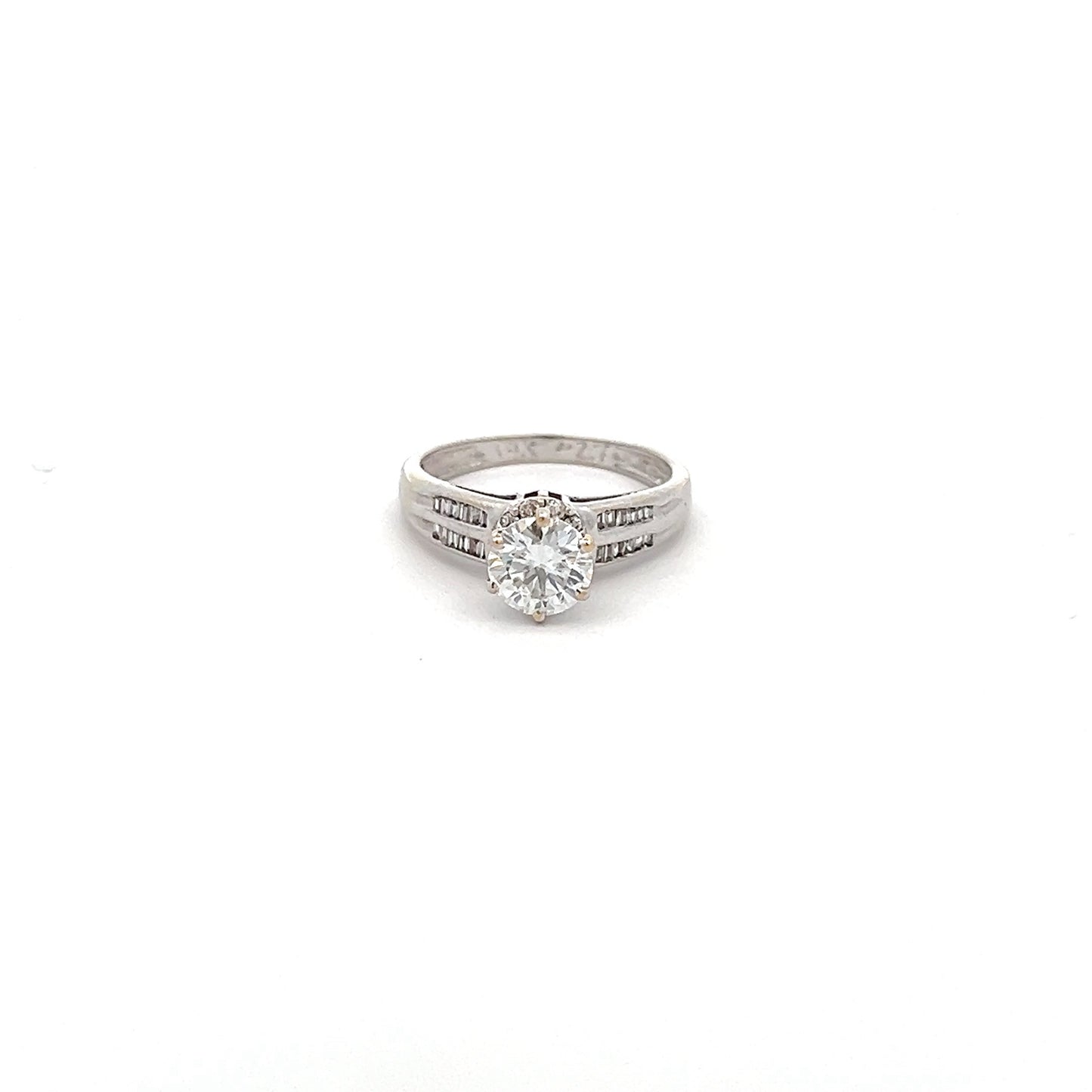 Empress Band 1.30ct Round Shape Ring In 14k White Gold With Diamos Lab Grown Moissanite