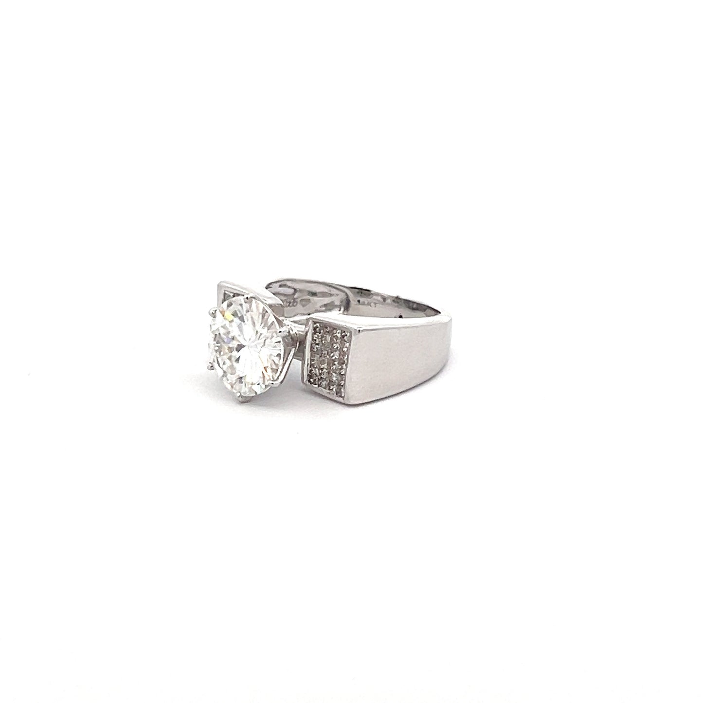 Luminous Grace 4.55ct Round Shape Ring In 14k White Gold With Diamos Lab Grown Moissanite