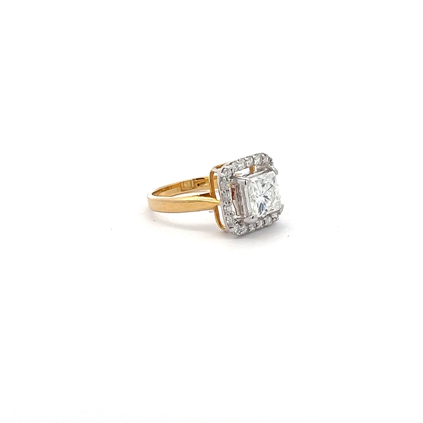 Timeless Glow 1.90ct Square Shape Ring In 14k Gold With Diamos Lab Grown Moissanite