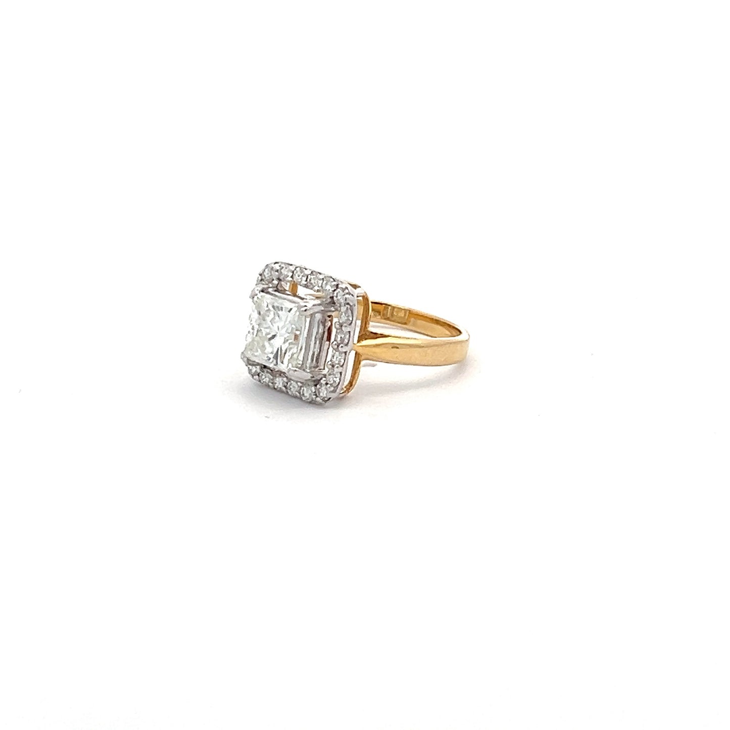 Timeless Glow 1.90ct Square Shape Ring In 14k Gold With Diamos Lab Grown Moissanite