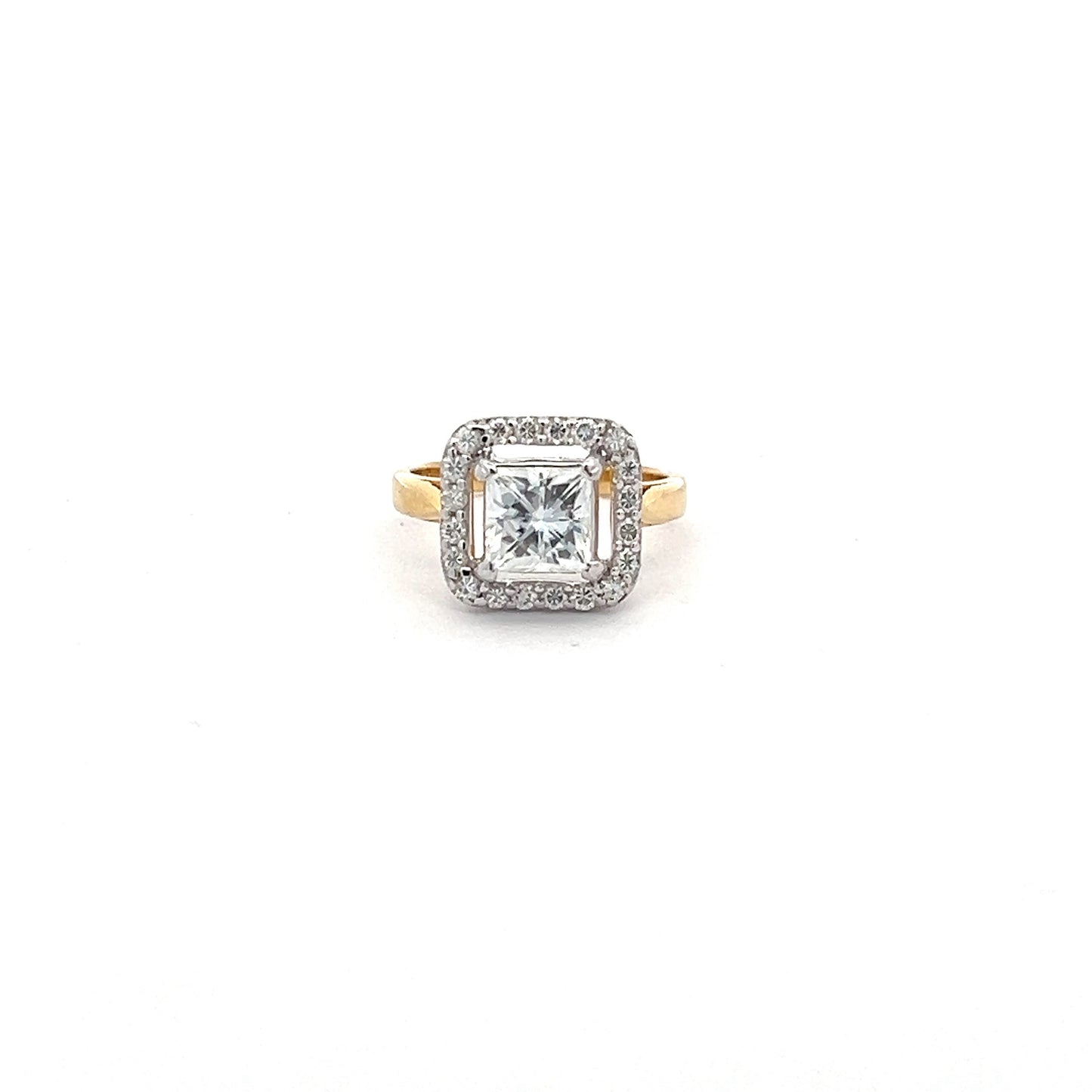 Timeless Glow 1.90ct Square Shape Ring In 14k Gold With Diamos Lab Grown Moissanite