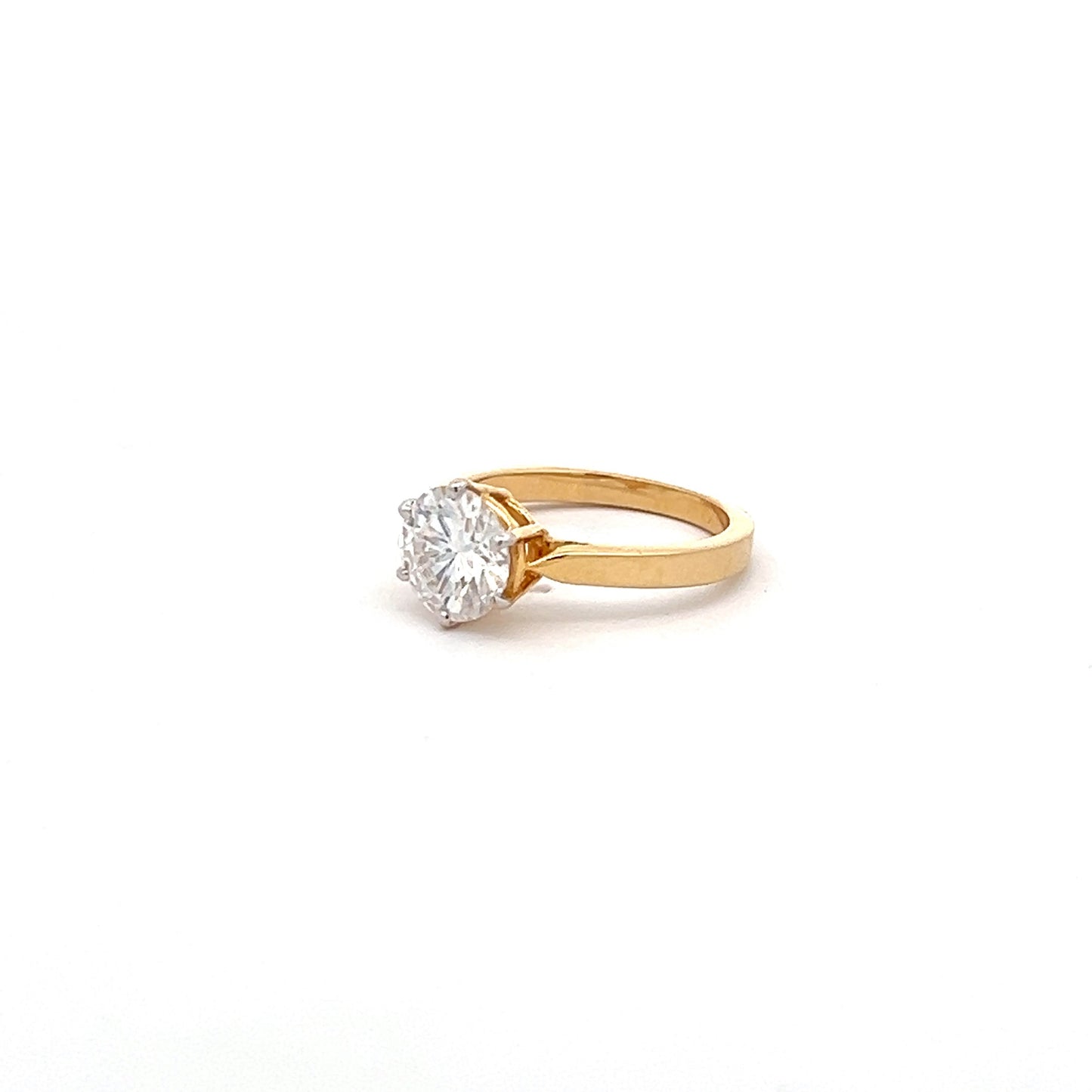 Divine Glow 2ct Round Shape Ring In 14k Gold With Diamos Lab Grown Moissanite