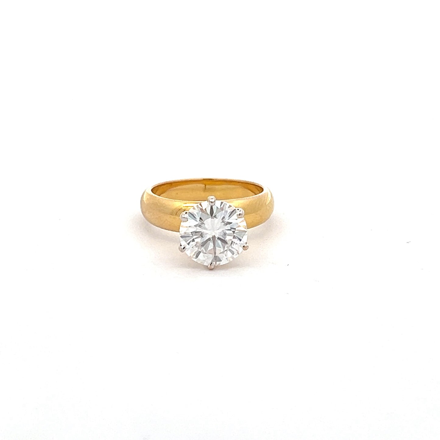 Lustrous Charm 3.5ct Round Shape Ring In 14k Gold With Diamos Lab Grown Moissanite