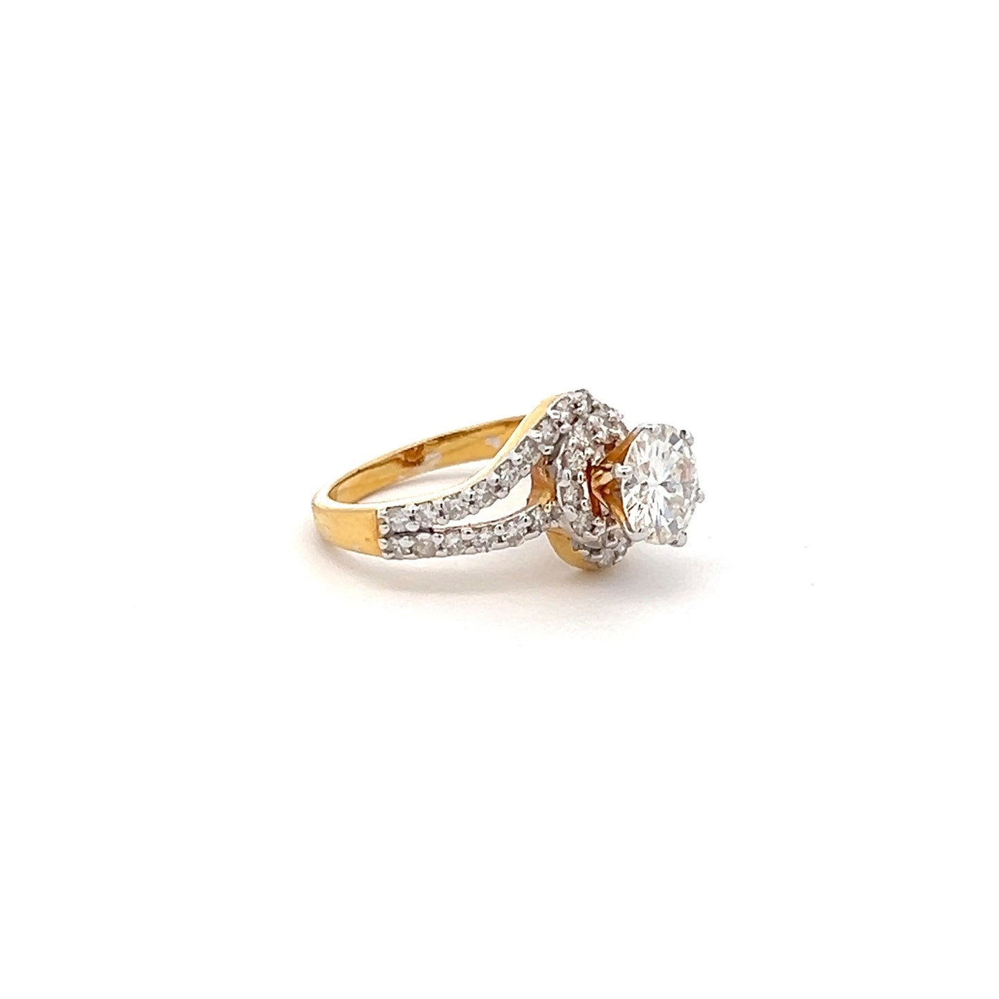 Imperial Spark 2.22ct Round Shape Ring In 14k Gold With Diamos Lab Grown Moissanite