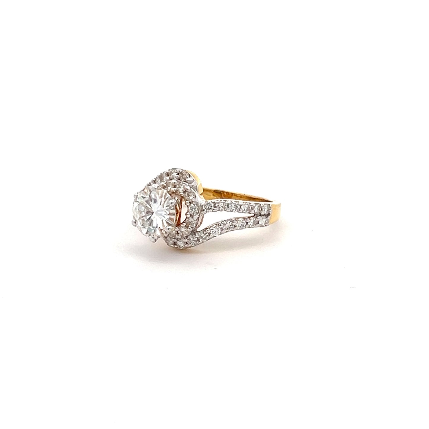 Imperial Spark 2.22ct Round Shape Ring In 14k Gold With Diamos Lab Grown Moissanite