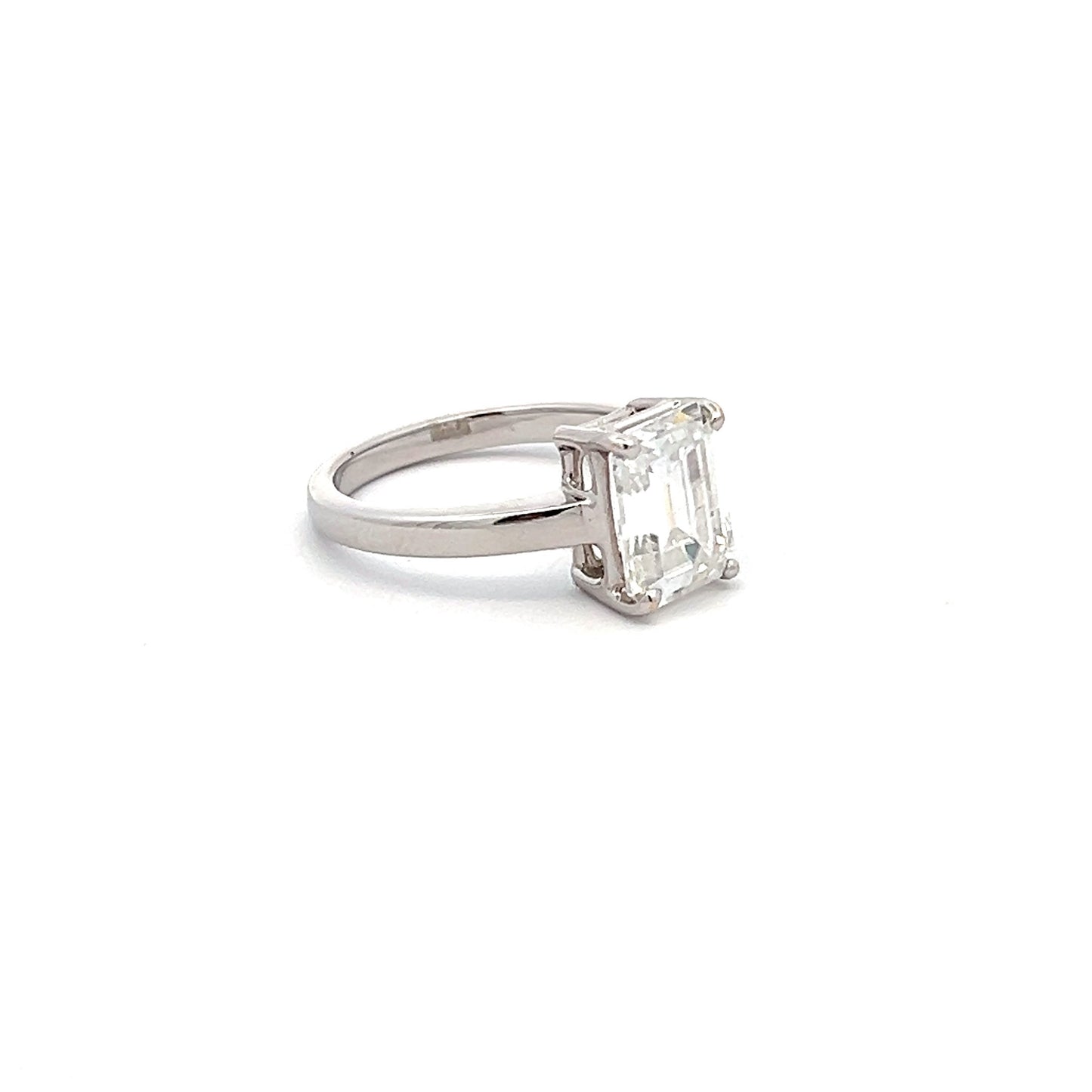 Pablo Gem 3.79ct Emerald Cut Ring In 14k White Gold With Diamos Lab Grown Moissanite