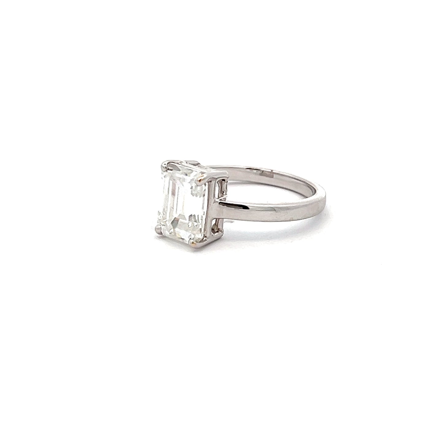 Pablo Gem 3.79ct Emerald Cut Ring In 14k White Gold With Diamos Lab Grown Moissanite