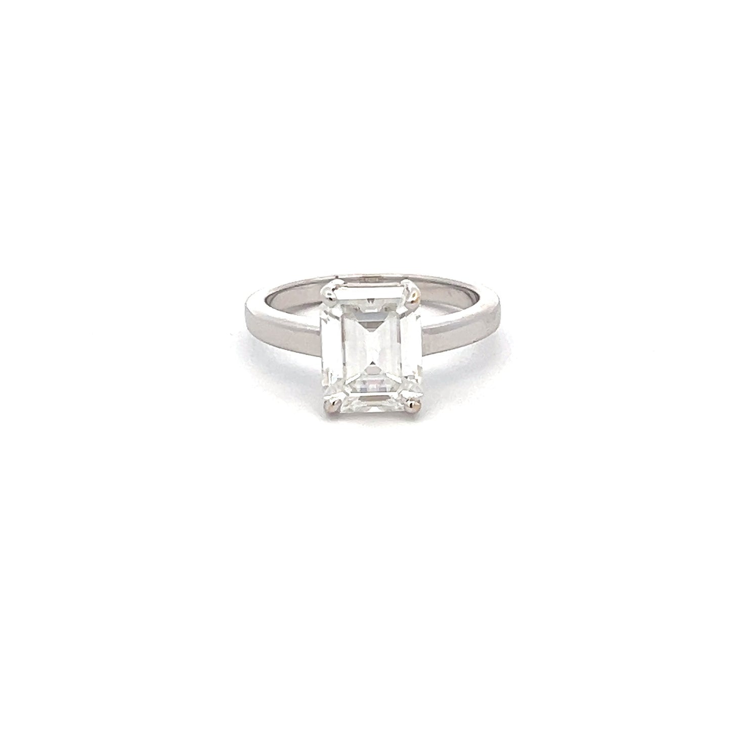 Pablo Gem 3.79ct Emerald Cut Ring In 14k White Gold With Diamos Lab Grown Moissanite