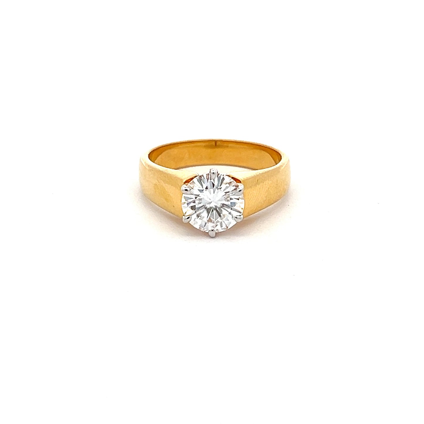 Eclipse Sparkle 2.5ct Round Shape Ring In 14k Gold With Diamos Lab Grown Moissanite