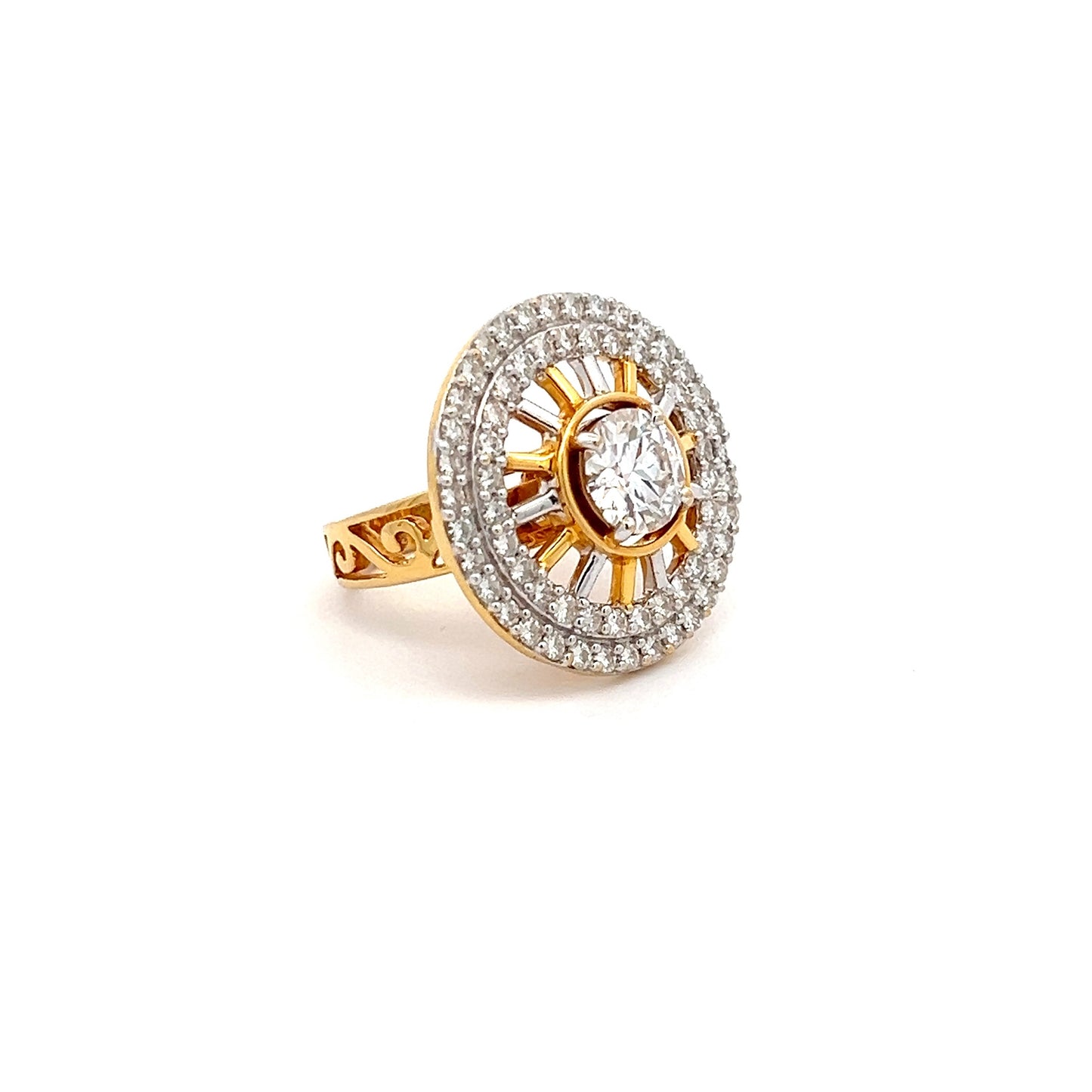 Glint of Grace 3.57ct Round Shape Ring In 14k Gold With Diamos Lab Grown Moissanite