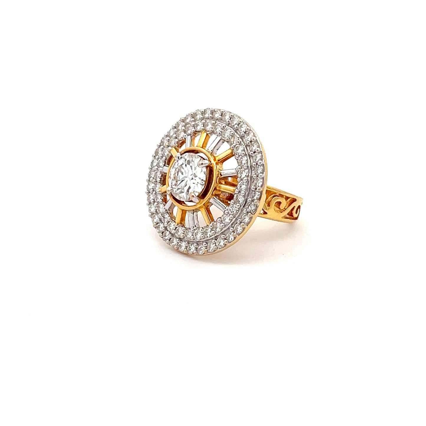 Glint of Grace 2.57ct Round Shape Ring In 14k Gold With Diamos Lab Grown Moissanite