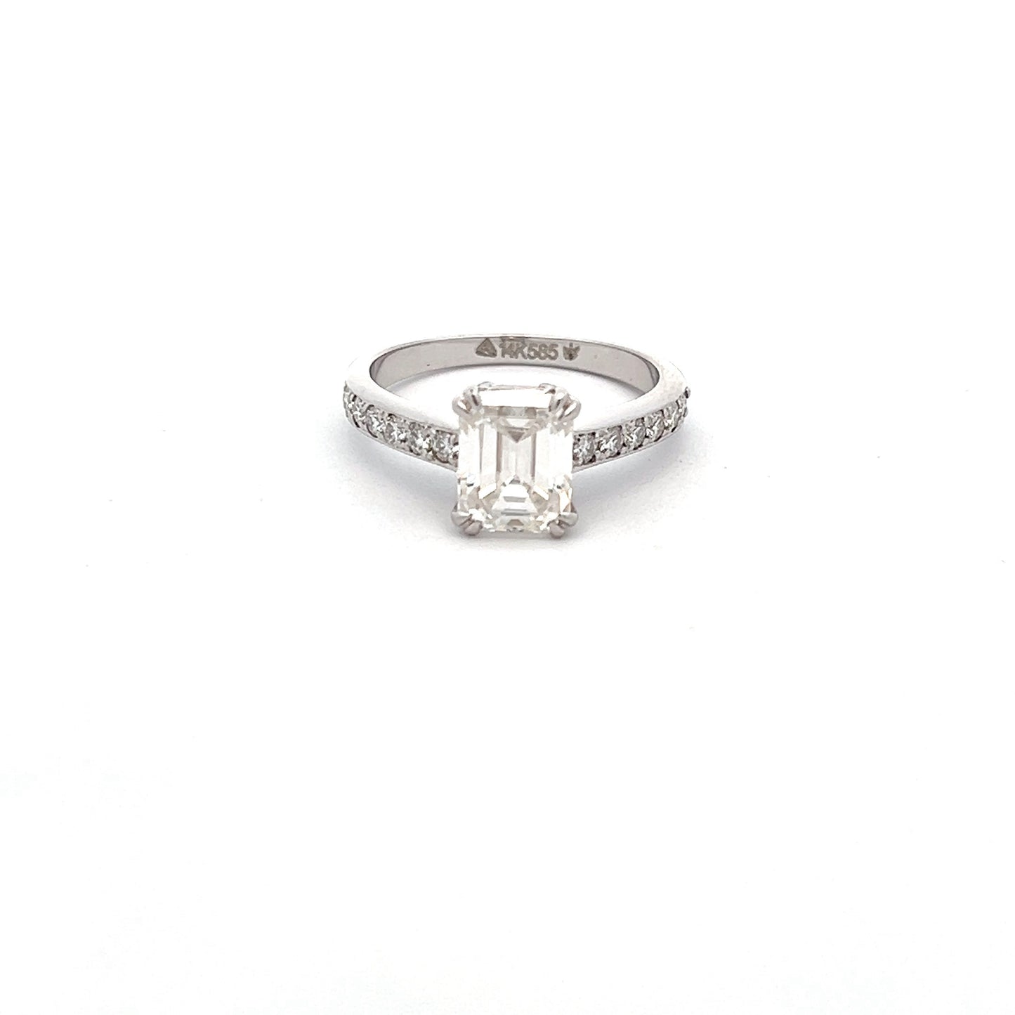 Stellar 2.88ct Emerald Cut Ring In 14k White Gold With Diamos Lab Grown Moissanite