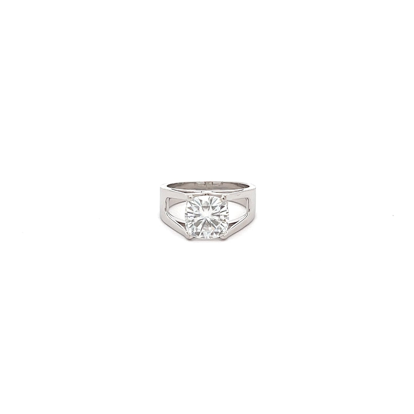 Splendid Glow 5ct Cushion Shape Ring In 14k White Gold With Diamos Lab Grown Moissanite