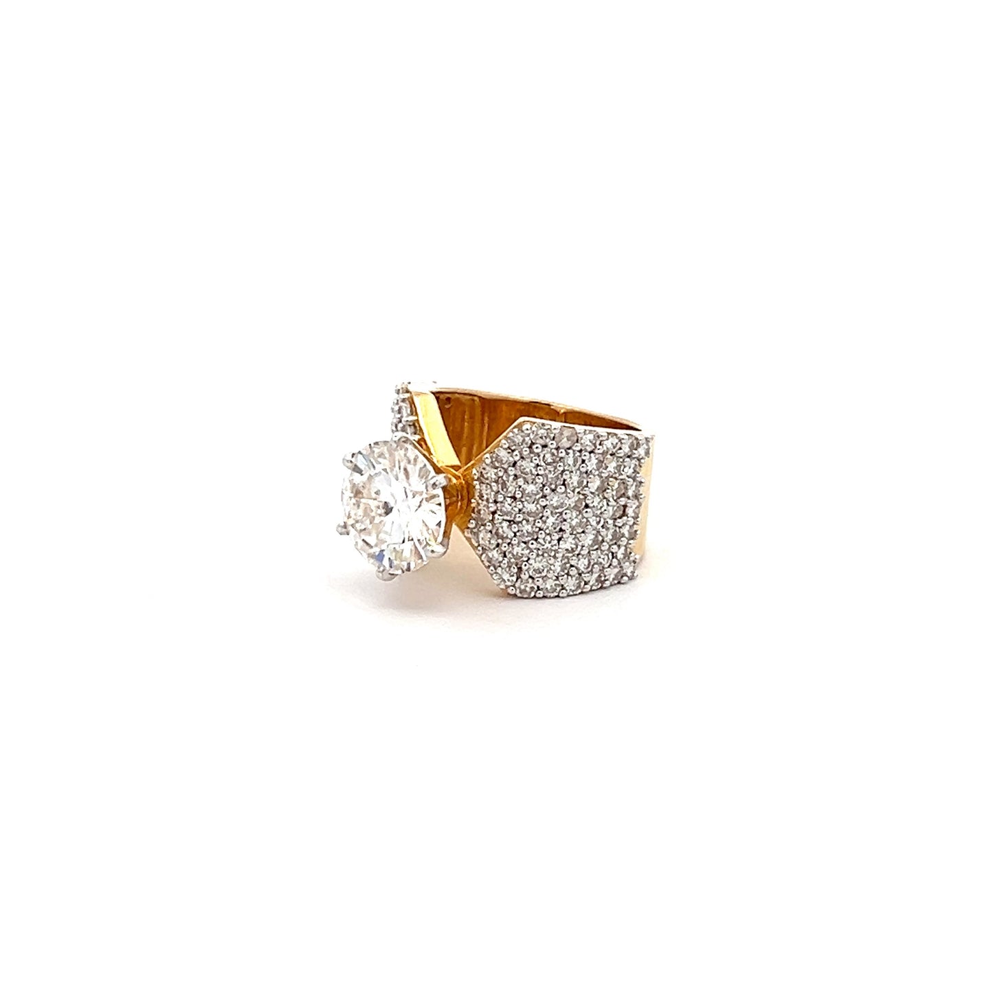 Eternal Sparkle 5.65ct Round Shape Ring In 14k Gold With Diamos Lab Grown Moissanite