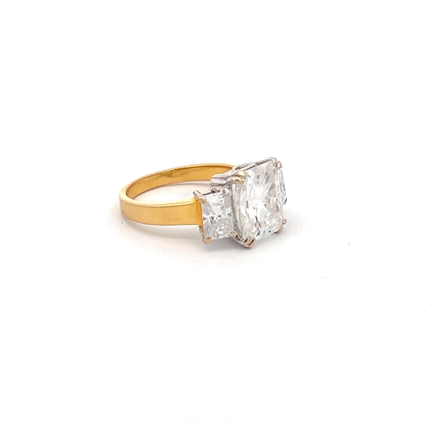 Glittering Charm 5ct Radiant Cut Ring In 14k Gold With Diamos Lab Grown Moissanite