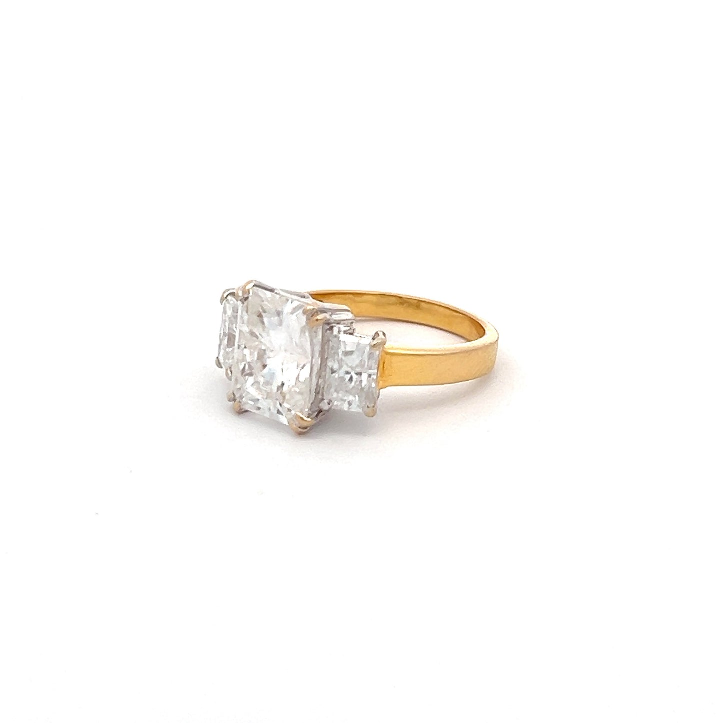 Glittering Charm 5ct Radiant Cut Ring In 14k Gold With Diamos Lab Grown Moissanite