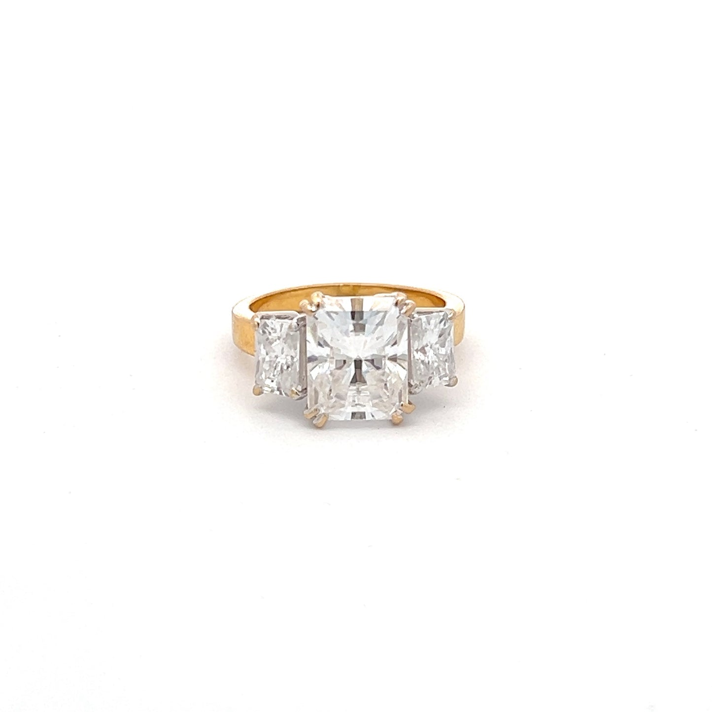 Glittering Charm 5ct Radiant Cut Ring In 14k Gold With Diamos Lab Grown Moissanite