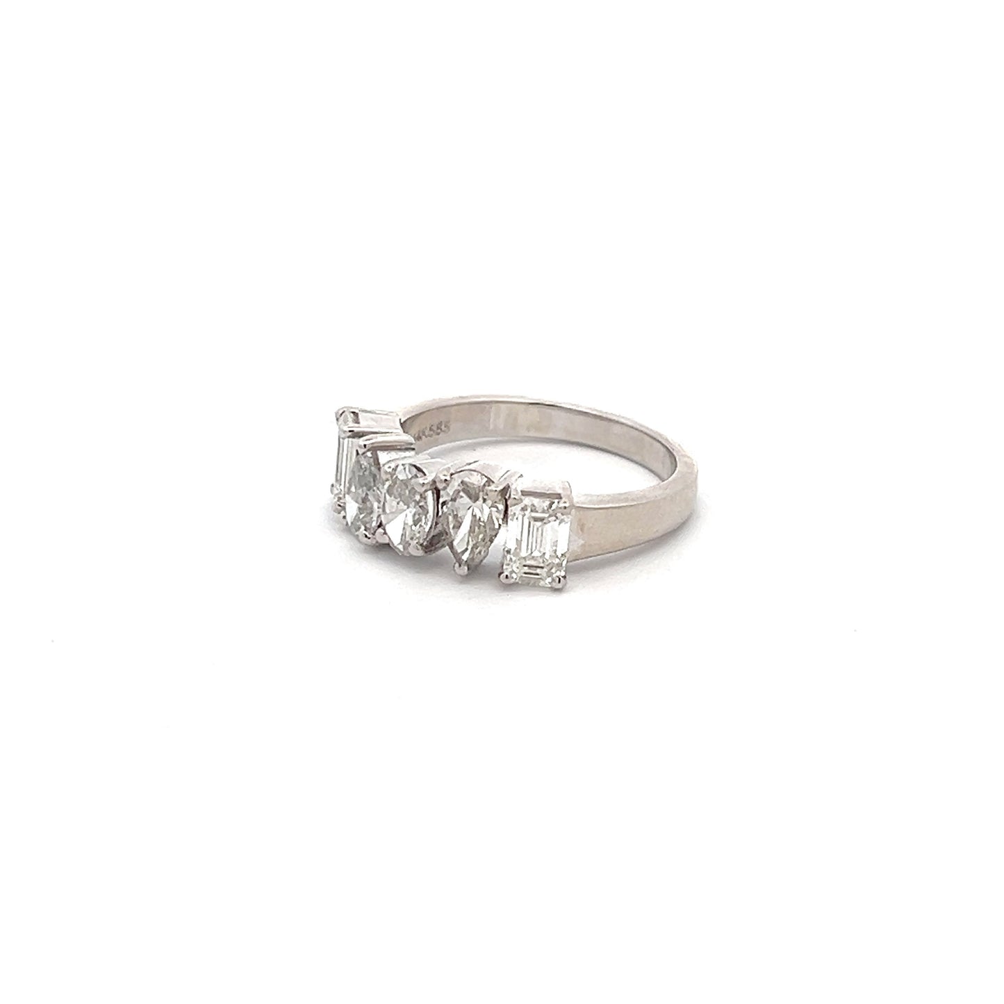 Noble Glimmer 1.86ct All Shape Ring In 14k White Gold With Diamos Lab Grown Diamond