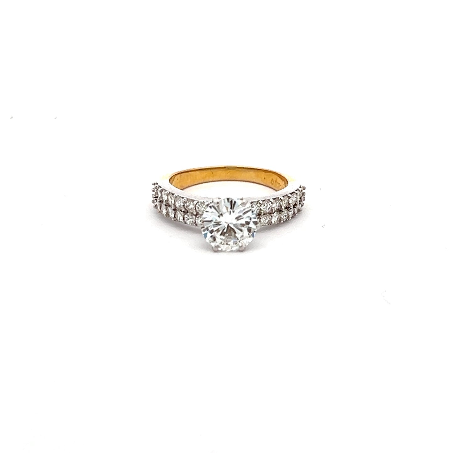 Twilight Sparkle 2ct Round Shape Ring In 14k Gold With Diamos Lab Grown Moissanite