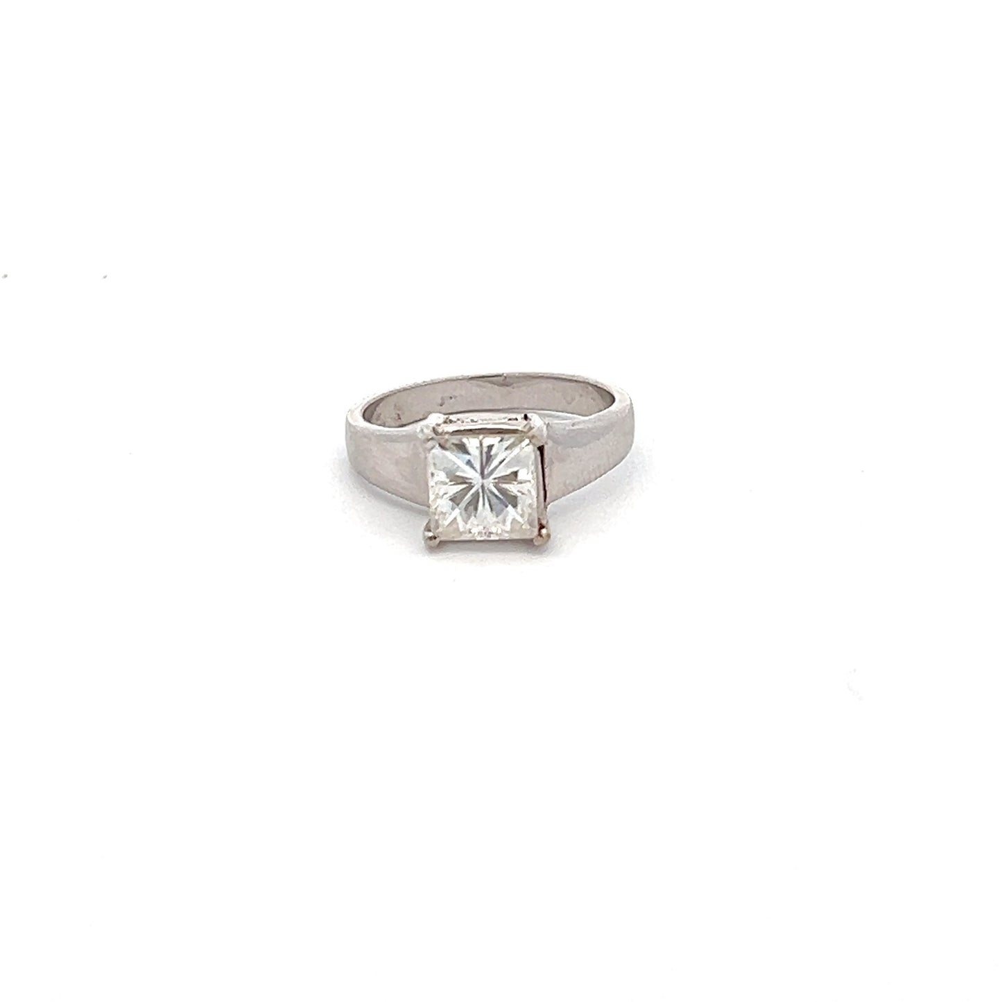 Forever Radiance 1.7ct Square Cut Ring In 14k White Gold With Diamos Lab Grown Moissanite