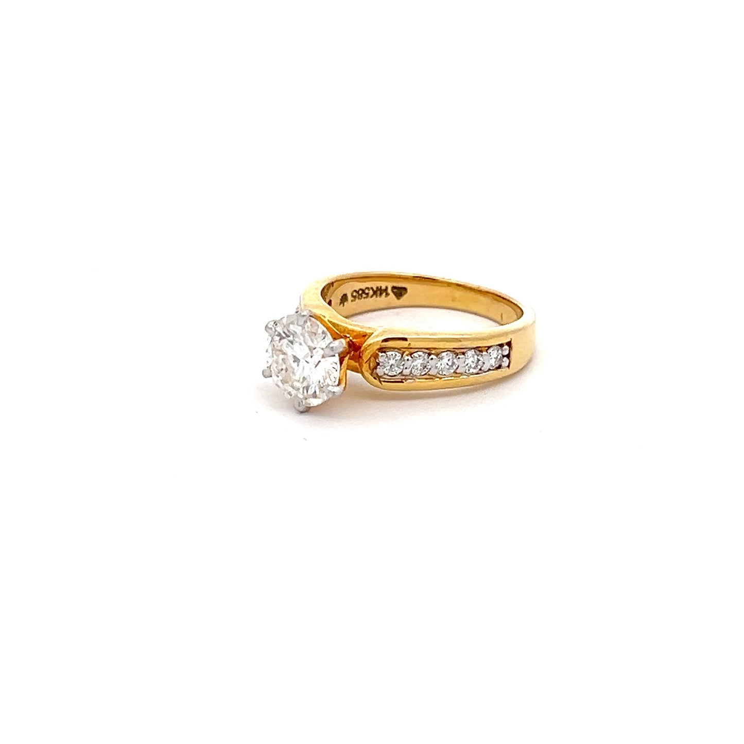 Radiant Spark 1.79ct Round Shape Ring In 14k Gold With Diamos Lab Grown Moissanite