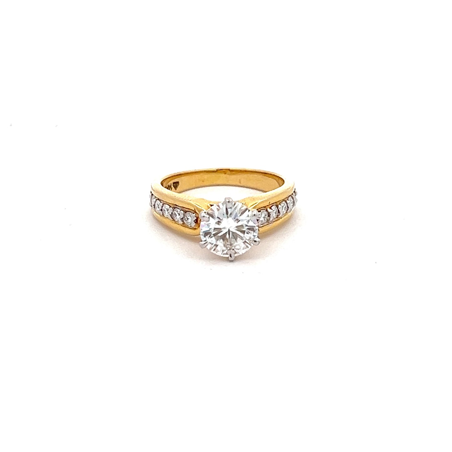 Radiant Spark 1.79ct Round Shape Ring In 14k Gold With Diamos Lab Grown Moissanite