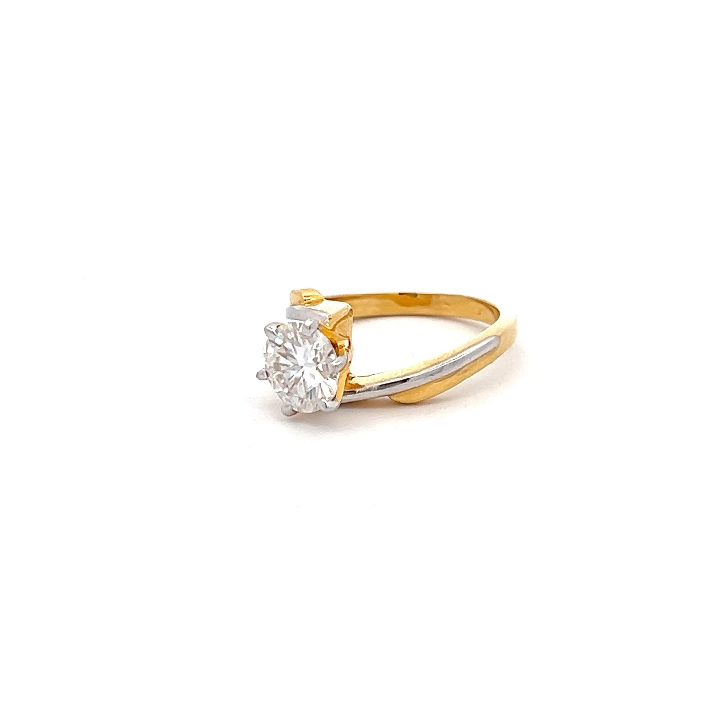 Crown Jewel 1.5ct Round Shape Ring In 14k Gold With Diamos Lab Grown Moissanite