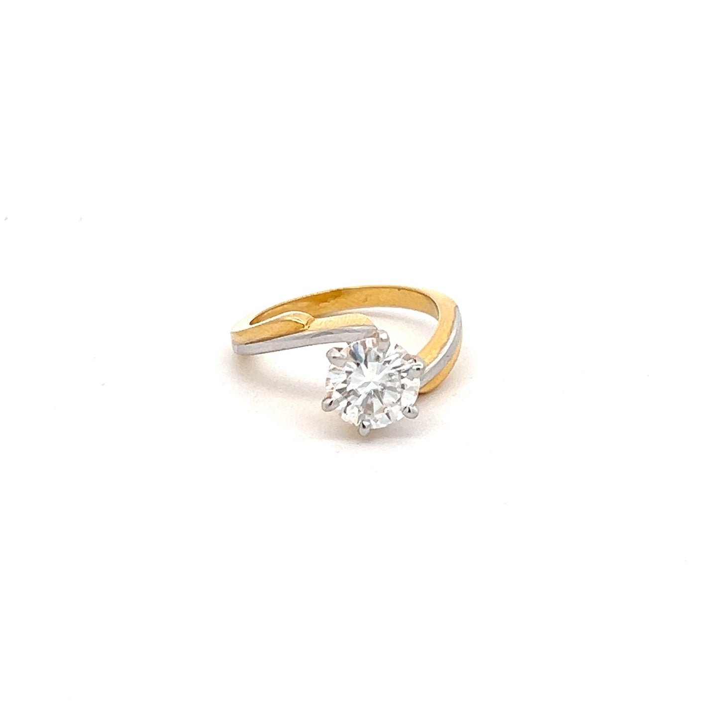 Crown Jewel 1.5ct Round Shape Ring In 14k Gold With Diamos Lab Grown Moissanite