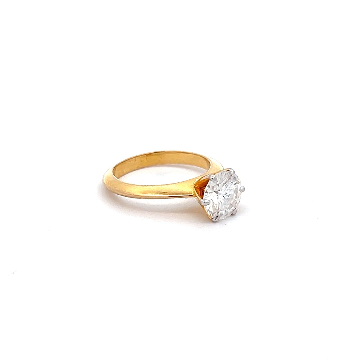 Sparkling Grace 2ct Round Shape Ring In 14k Gold With Diamos Lab Grown Moissanite