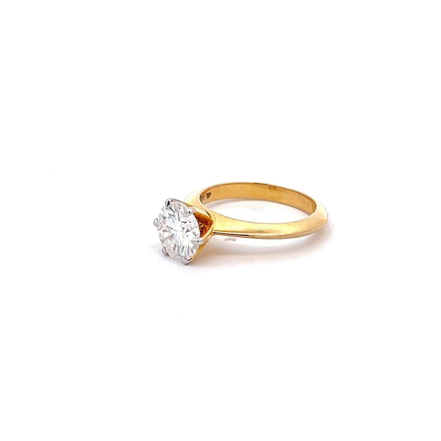 Sparkling Grace 2ct Round Shape Ring In 14k Gold With Diamos Lab Grown Moissanite