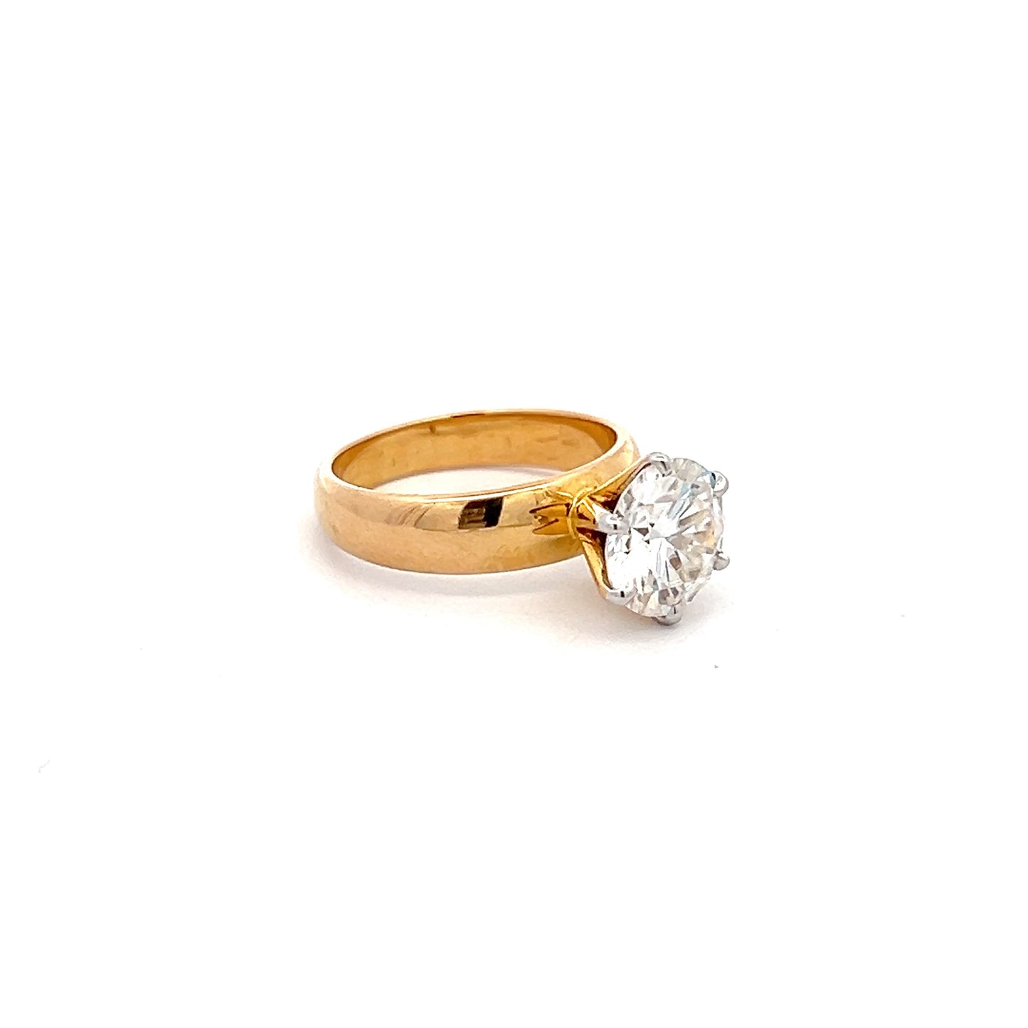 Pure Brilliance 3ct Round Shape Ring In 14k Gold With Diamos Lab Grown Moissanite