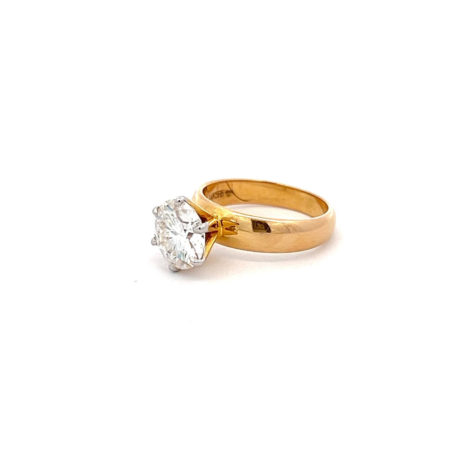 Pure Brilliance 3ct Round Shape Ring In 14k Gold With Diamos Lab Grown Moissanite